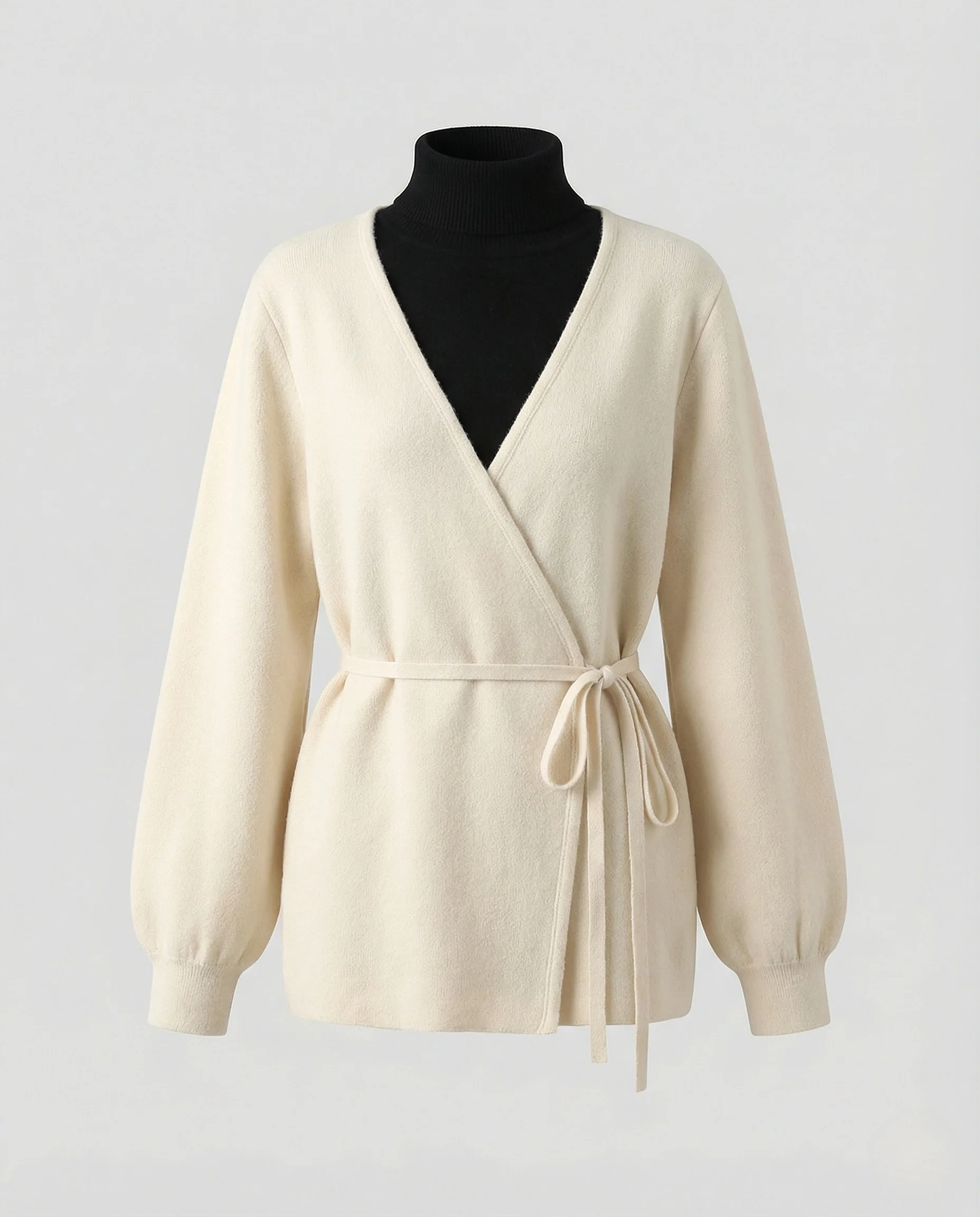 Kuscheliger Wickelcardigan mit weiter Feinstrickhose zweiteiliges Ensemble Heidi Mode - Image 5