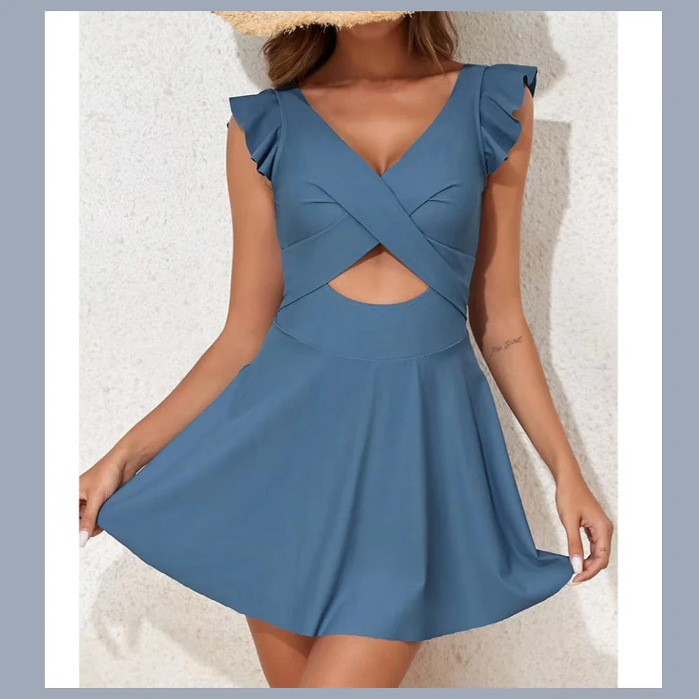 Damen Denim-Kleid mit Rüschendetails und Femininer Silhouette Heidi-Mode - Image 10