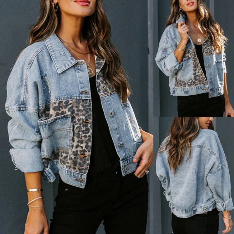 Damen Denimjacke mit Einzigartigem Tiermuster und Lässigem Schnitt Heidi-Mode