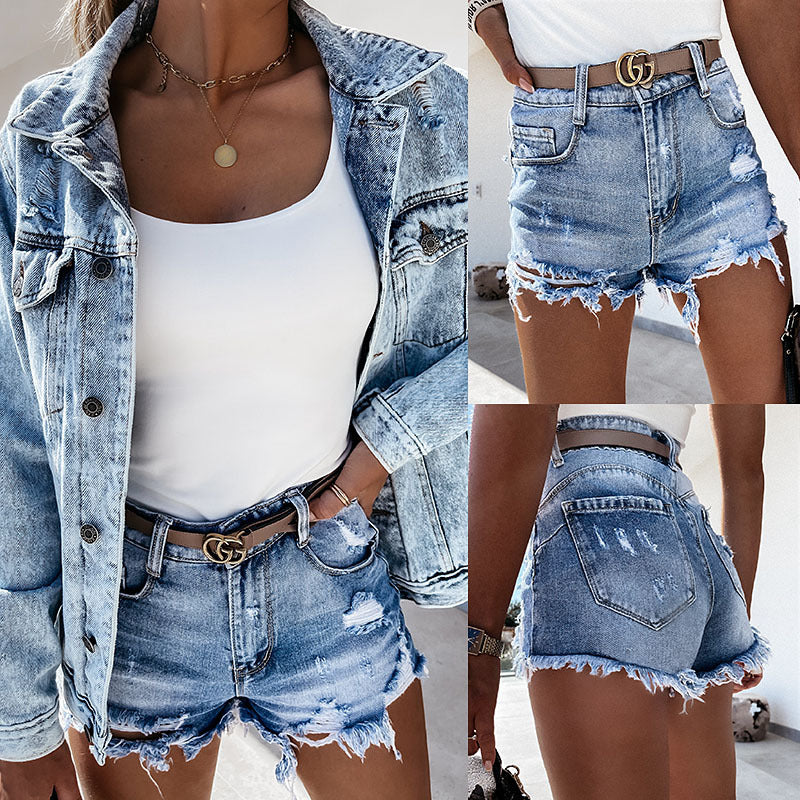 Damen Destroyed Denim-Shorts Heidi-Mode