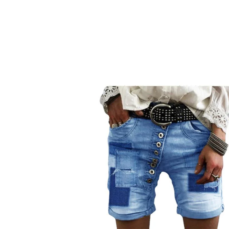 Damen Destroyed Denim-Shorts mit Knopfleiste Heidi-Mode - Image 3