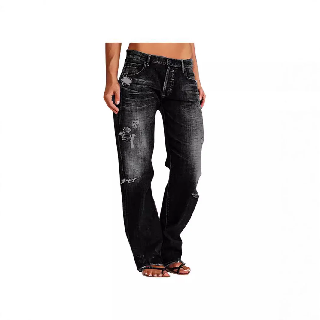 Damen Destroyed Jeans mit weitem Bein und lässiger Passform - Image 2