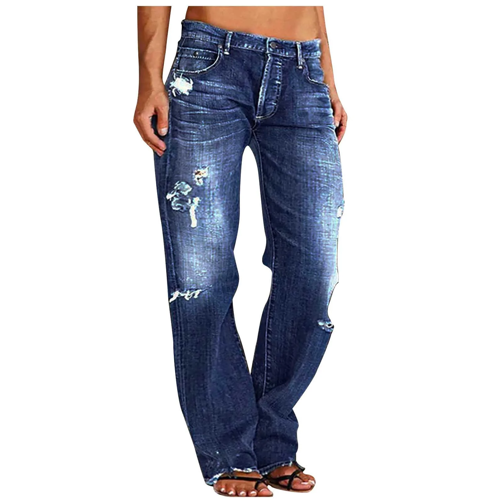 Damen Destroyed Jeans mit weitem Bein und lässiger Passform - Image 6