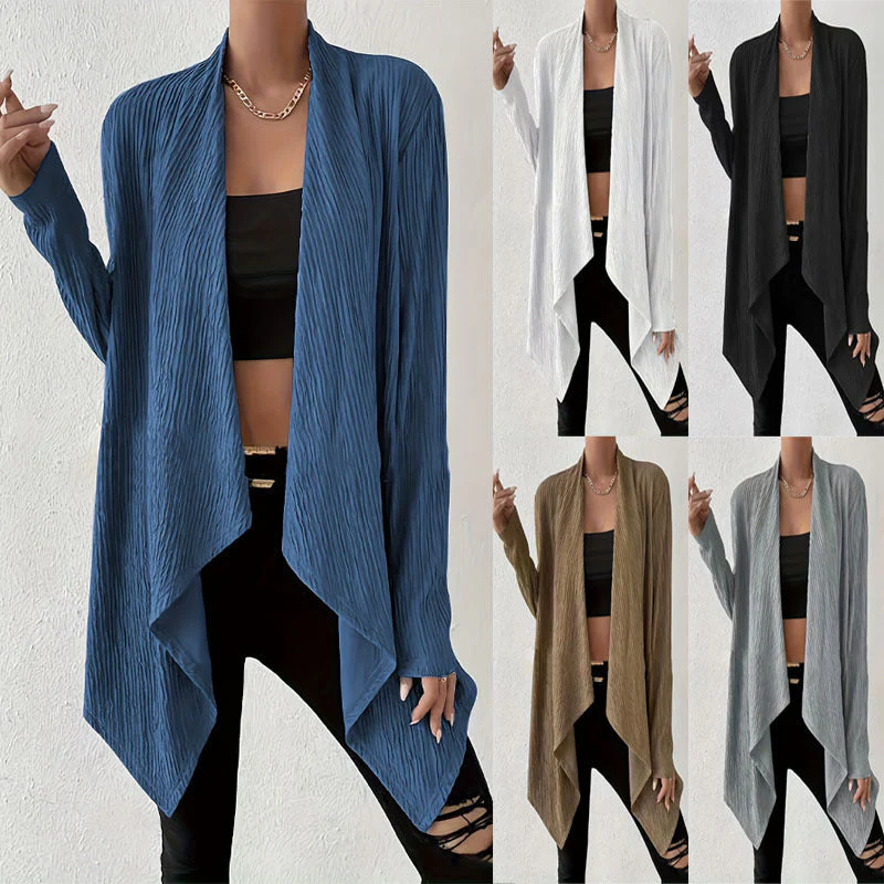 Damen Drapierte Langjacke Aus Atmungsaktivem Material mit Modernem Schnitt Heidi-Mode
