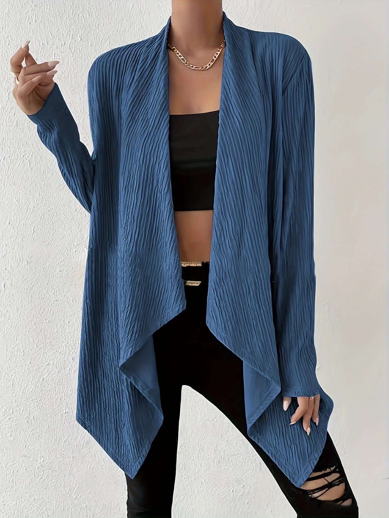 Damen Drapierte Langjacke Aus Atmungsaktivem Material mit Modernem Schnitt Heidi-Mode - Image 8