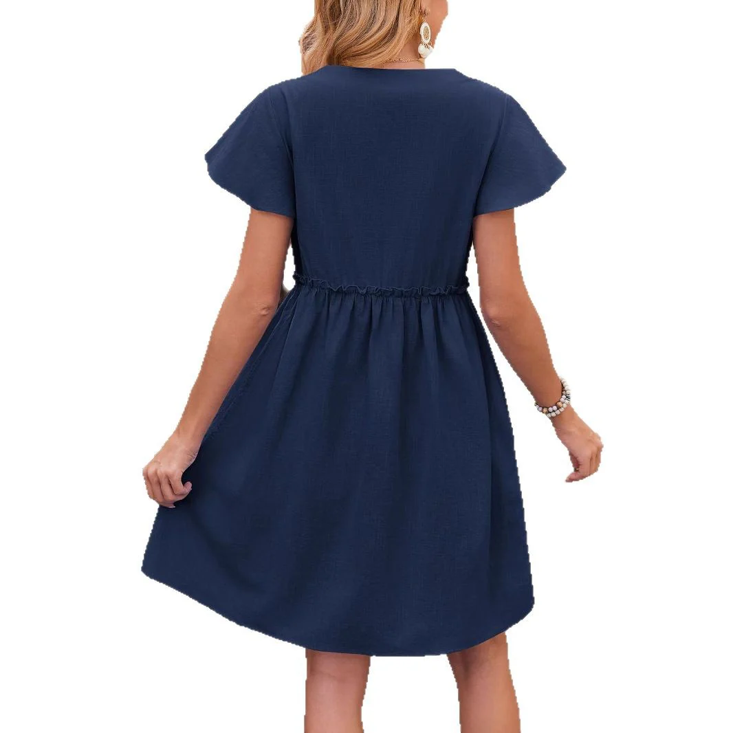 Damen Drehkleid mit Knopfleiste und Taschen Heidi-Mode - Image 6