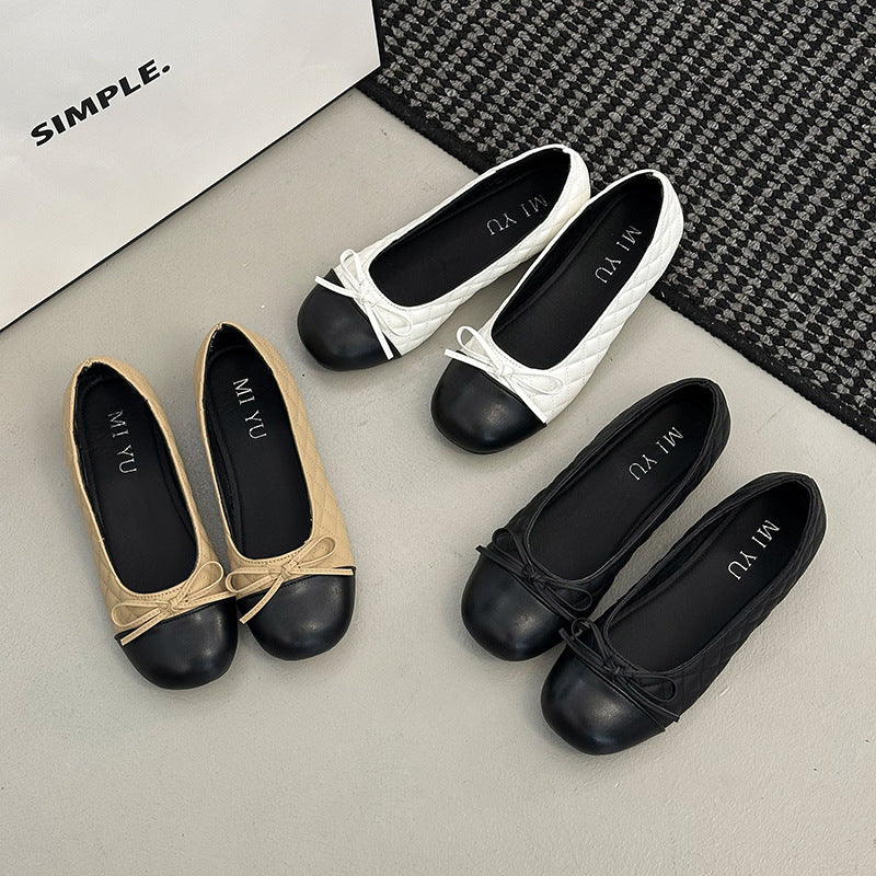 Damen edle Ballerinas mit feinem Schleifendetail und kontrastierendem Zehenbereich Heidi Mode - Image 4