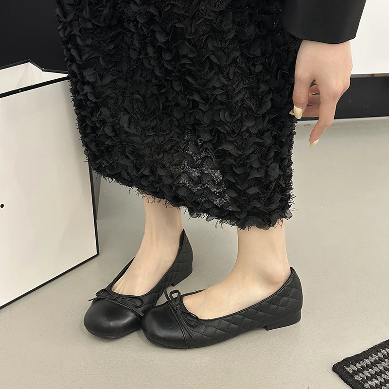 Damen edle Ballerinas mit feinem Schleifendetail und kontrastierendem Zehenbereich Heidi Mode - Image 7