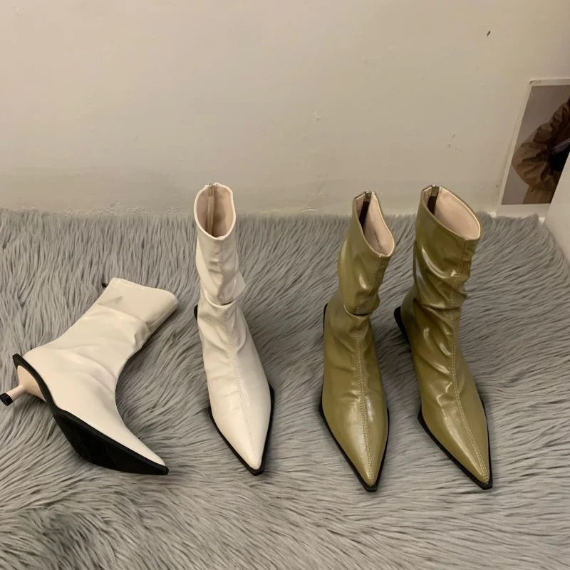 Damen Einzigartige Stiefeletten mit elegantem Faltenwurf und modischem Absatz Heidi Mode - Image 2