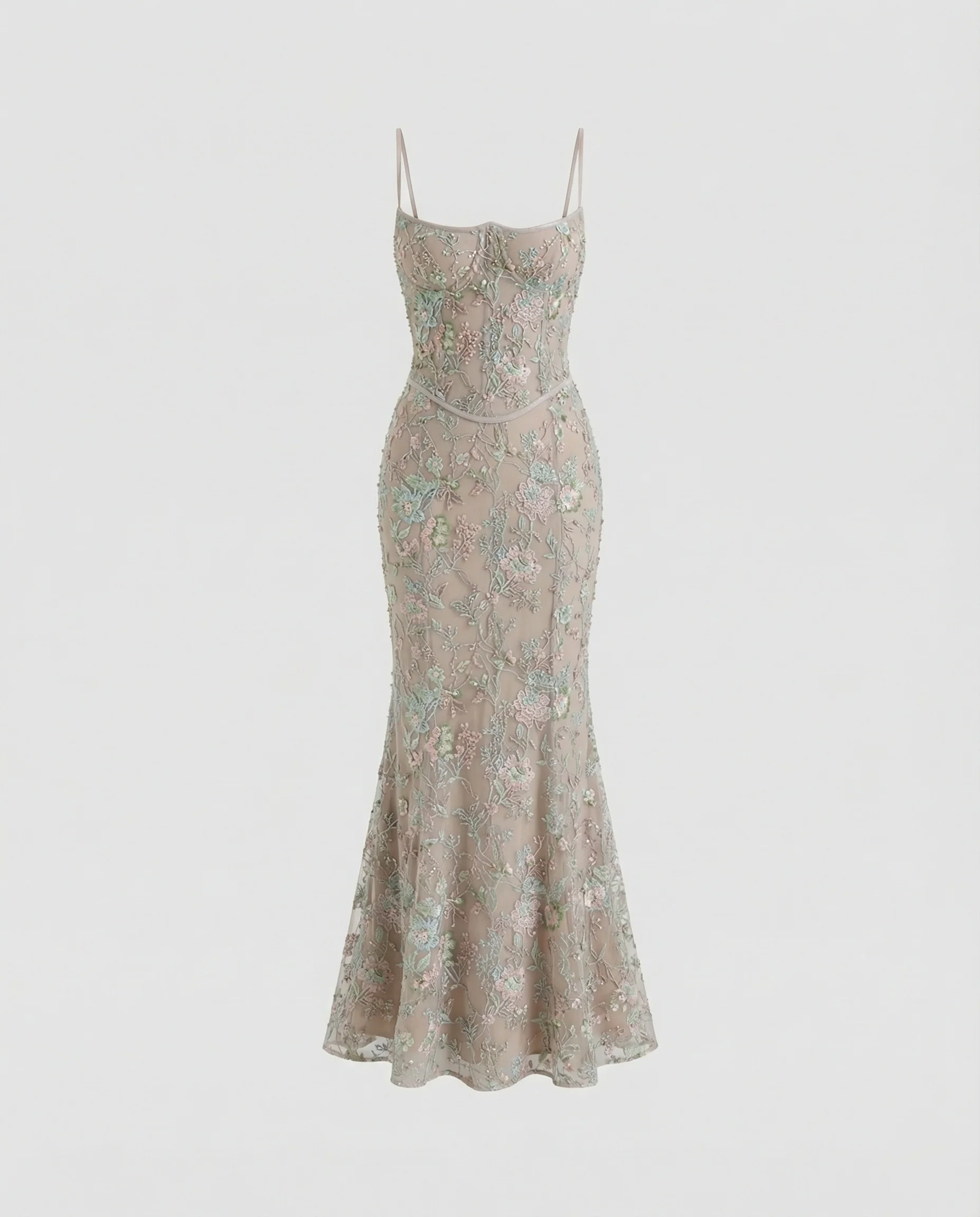 Abendkleid lang mit Spitze und Stickerei - Image 4