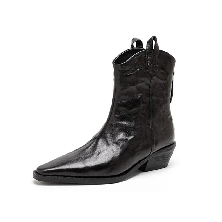 Damen Elegante Ankle Boots mit edler Lederoberfläche und modischem Blockabsatz Heidi Mode - Image 6