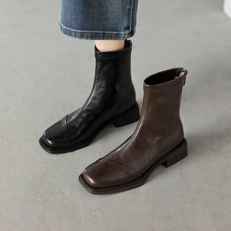 Damen elegante Ankle Boots mit modernem Reißverschluss und komfortablem Blockabsatz Heidi Mode