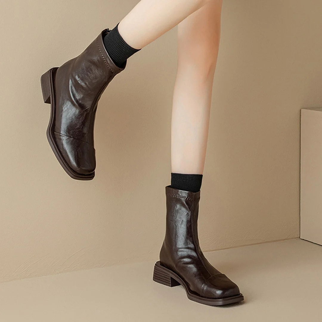 Damen elegante Ankle Boots mit modernem Reißverschluss und komfortablem Blockabsatz Heidi Mode - Image 3
