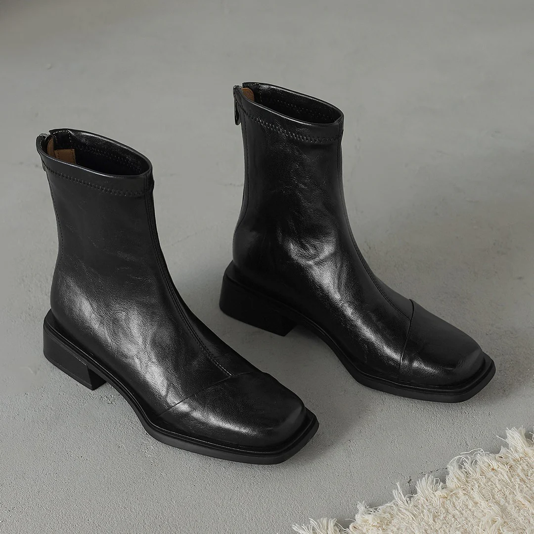 Damen elegante Ankle Boots mit modernem Reißverschluss und komfortablem Blockabsatz Heidi Mode - Image 4