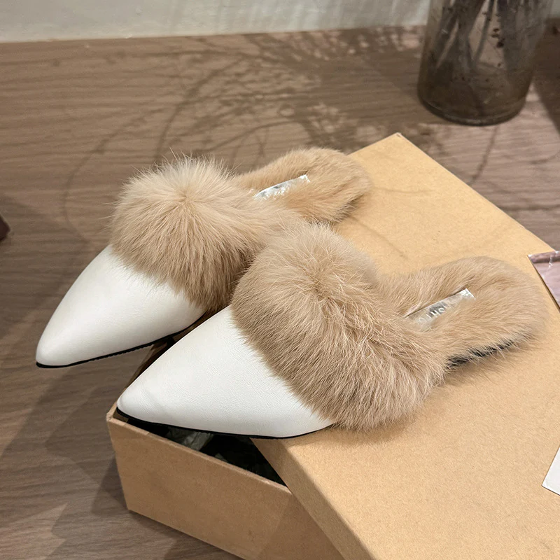 Damen elegante Ballerina mit luxuriösem Kunstfellkragen Heidi Mode - Image 3
