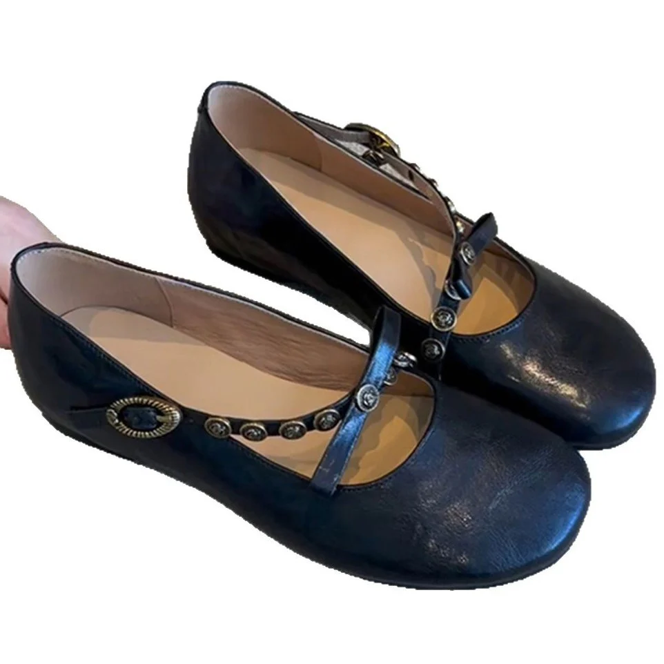 Damen Elegante Ballerina-Schuhe mit dekorativen Knopfdetails Heidi Mode - Image 5