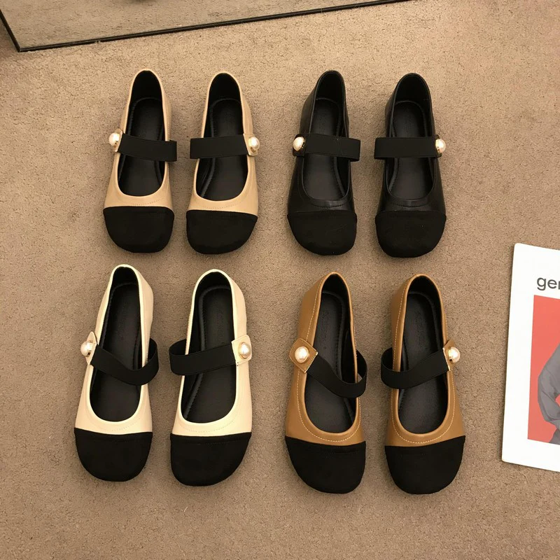 Damen Elegante Ballerina-Schuhe mit Perlenverzierung und bequemen Riemen Heidi Mode - Image 3