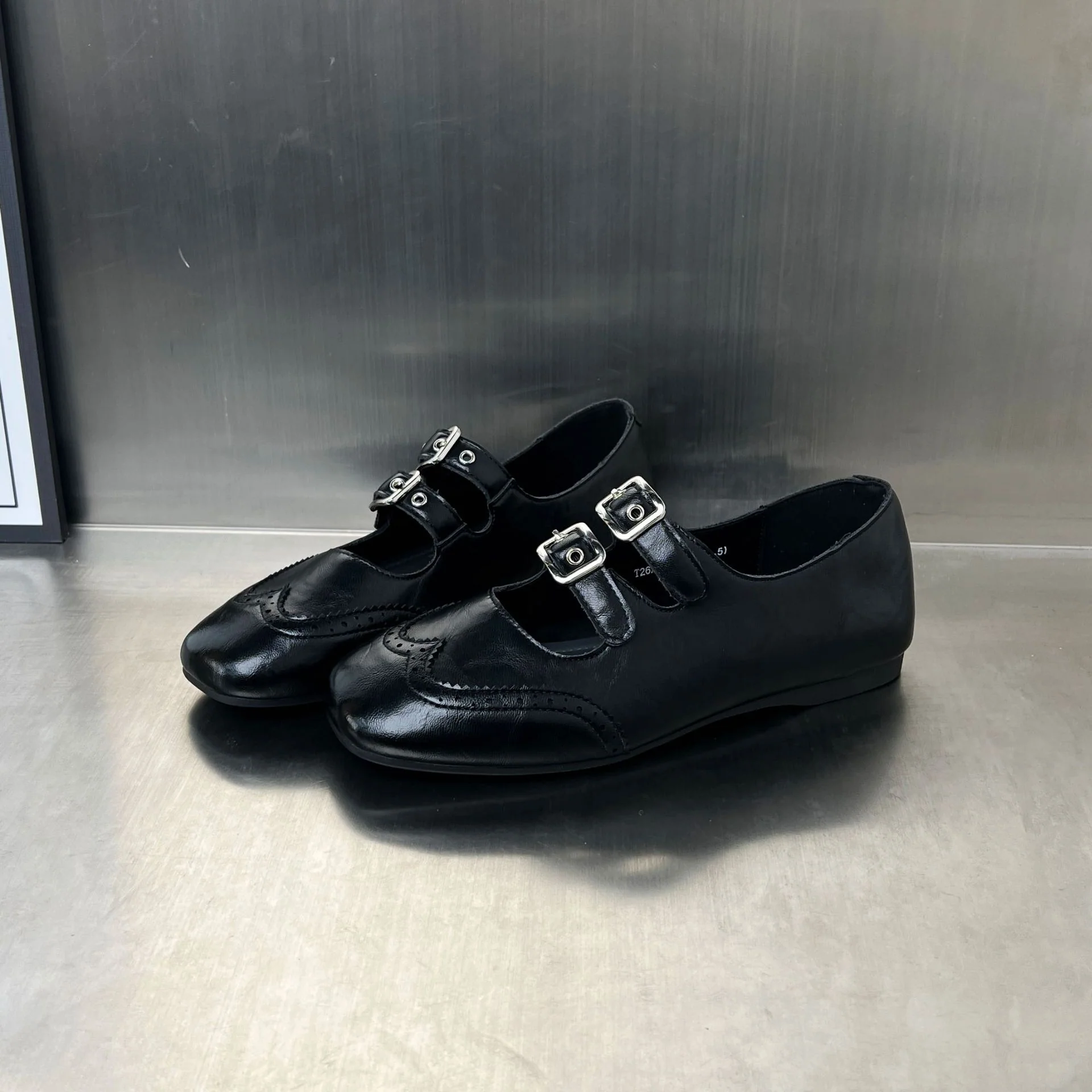 Damen elegante Ballerinas mit doppeltem Schnallenverschluss Heidi Mode