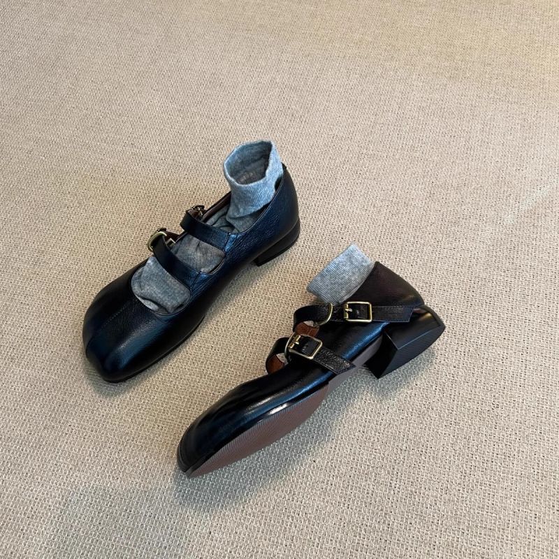 Damen elegante Ballerinas mit doppeltem Schnallenverschluss und veganer Lederoberfläche Heidi Mode - Image 4