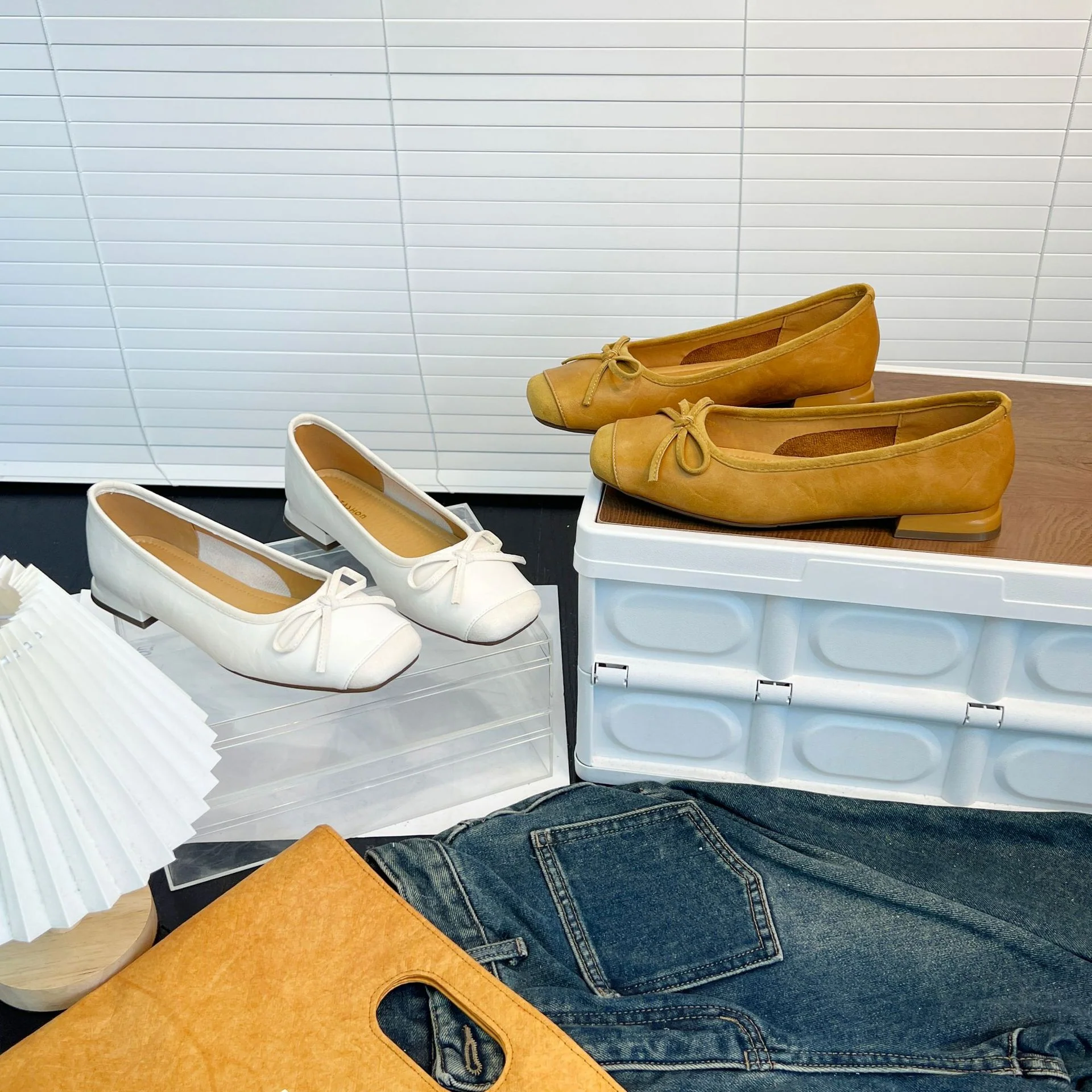 Damen Elegante Ballerinas mit feinem Leder und dekorativem Schleifenverschluss Heidi Mode - Image 3