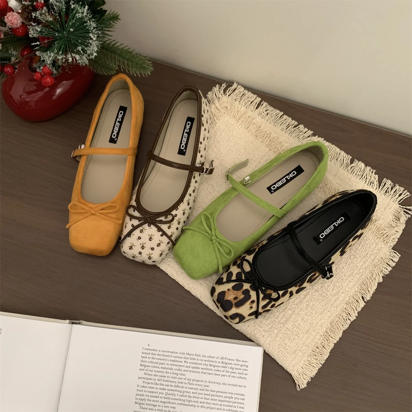 Damen elegante Ballerinas mit floralem Muster und zierlichen Riemen Heidi Mode - Image 2