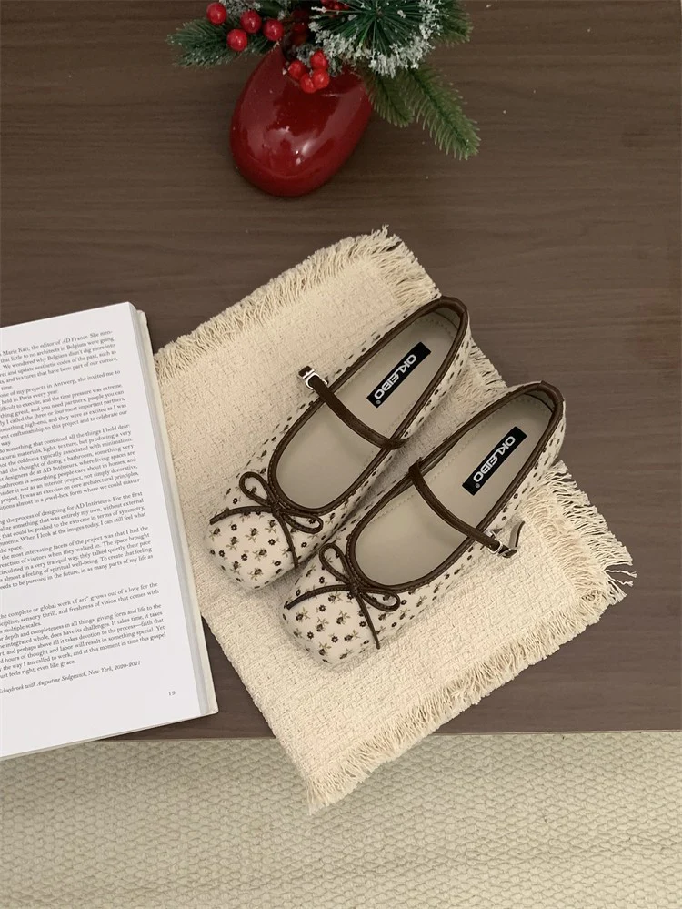 Damen elegante Ballerinas mit floralem Muster und zierlichen Riemen Heidi Mode - Image 9