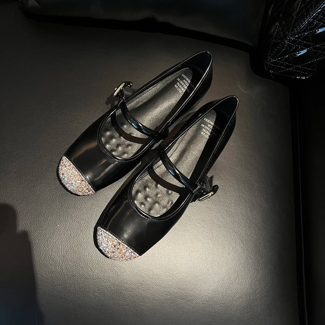 Damen elegante Ballerinas mit funkelnden Akzenten und komfortablem Blockabsatz Heidi Mode - Image 6