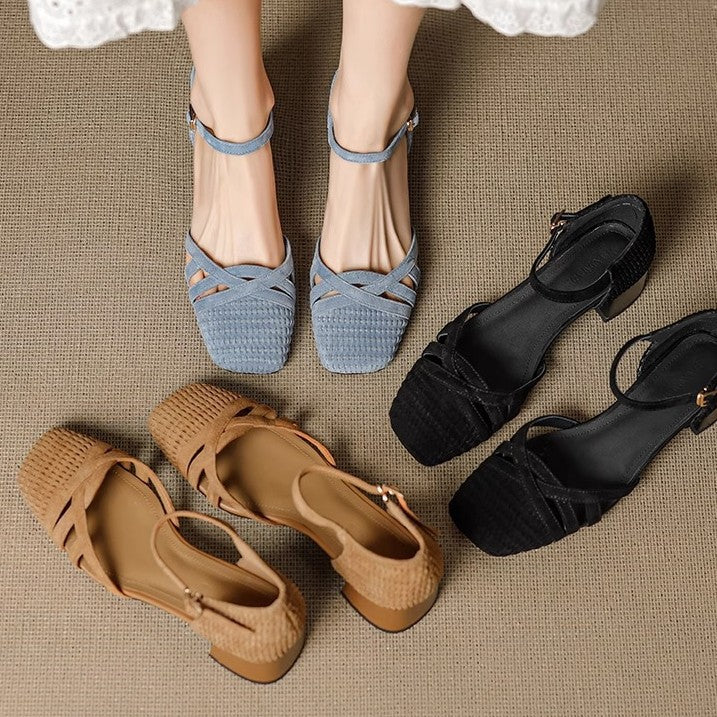Damen Elegante Ballerinas mit geflochtener Struktur und verstellbarem Riemen Heidi Mode - Image 4