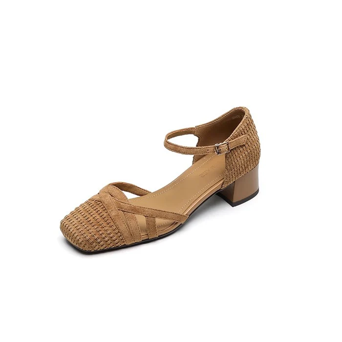 Damen Elegante Ballerinas mit geflochtener Struktur und verstellbarem Riemen Heidi Mode - Image 6