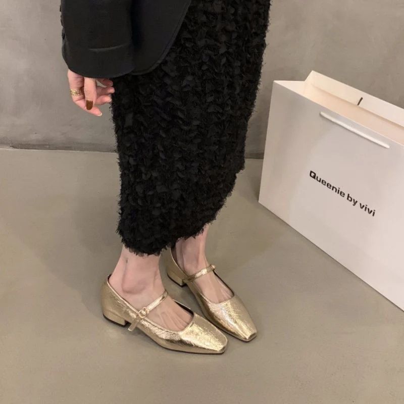 Damen elegante Ballerinas mit glänzender Metalloberfläche und komfortabler Ferse Heidi Mode - Image 3