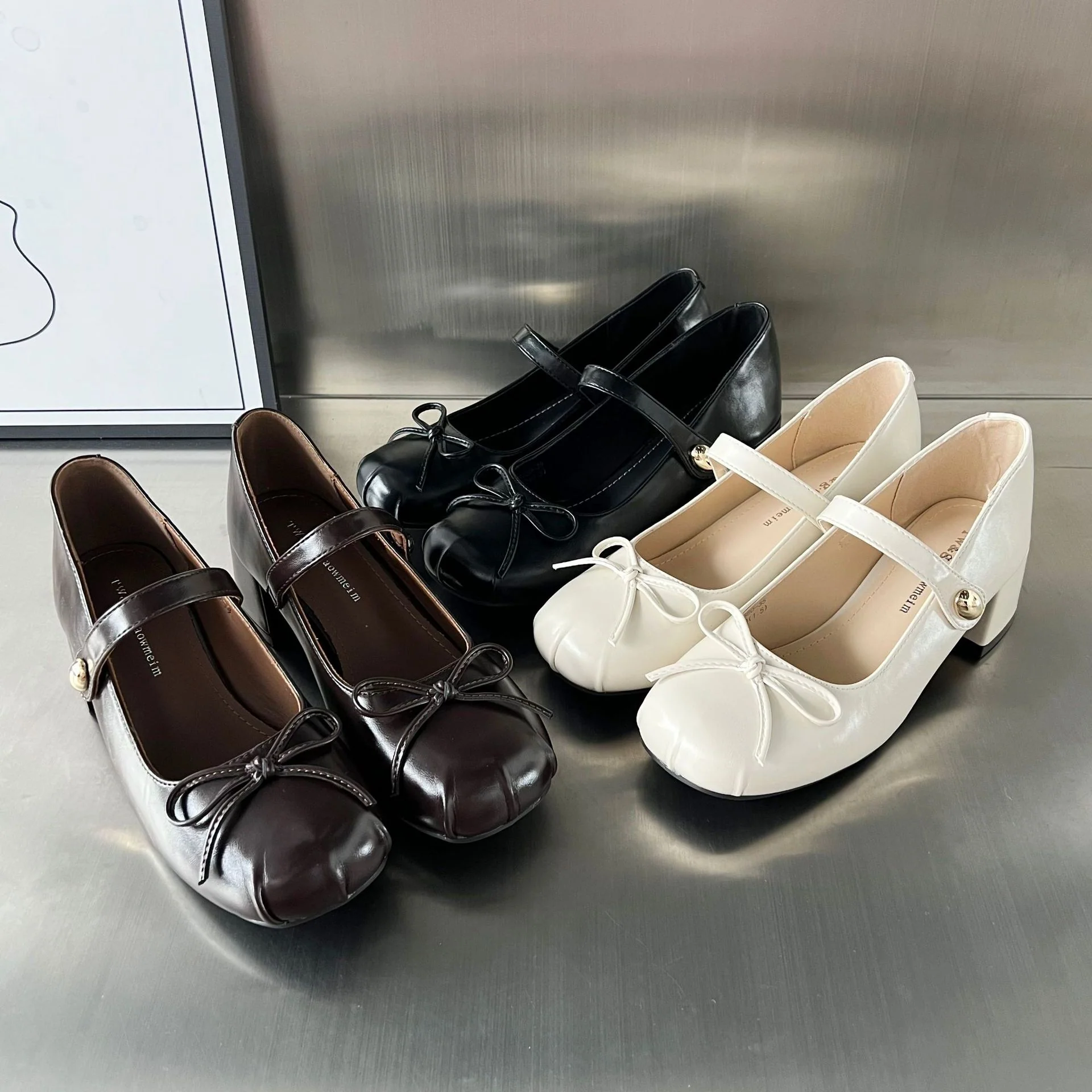 Damen elegante Ballerinas mit modischem Riemen und dekorativer Schleifenverzierung Heidi Mode - Image 4