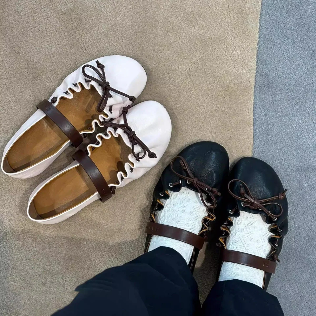 Damen elegante Ballerinas mit modischem Riemen und rutschfester Sohle Heidi Mode