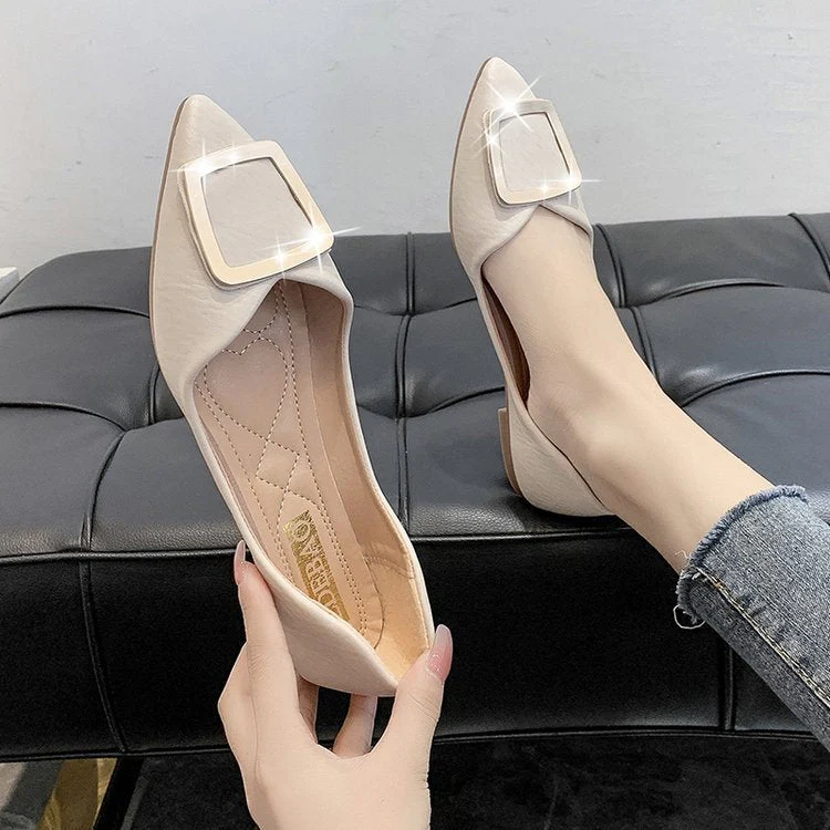 Damen Elegante Ballerinas mit Modischem Schnallen-Detail Heidi-Mode