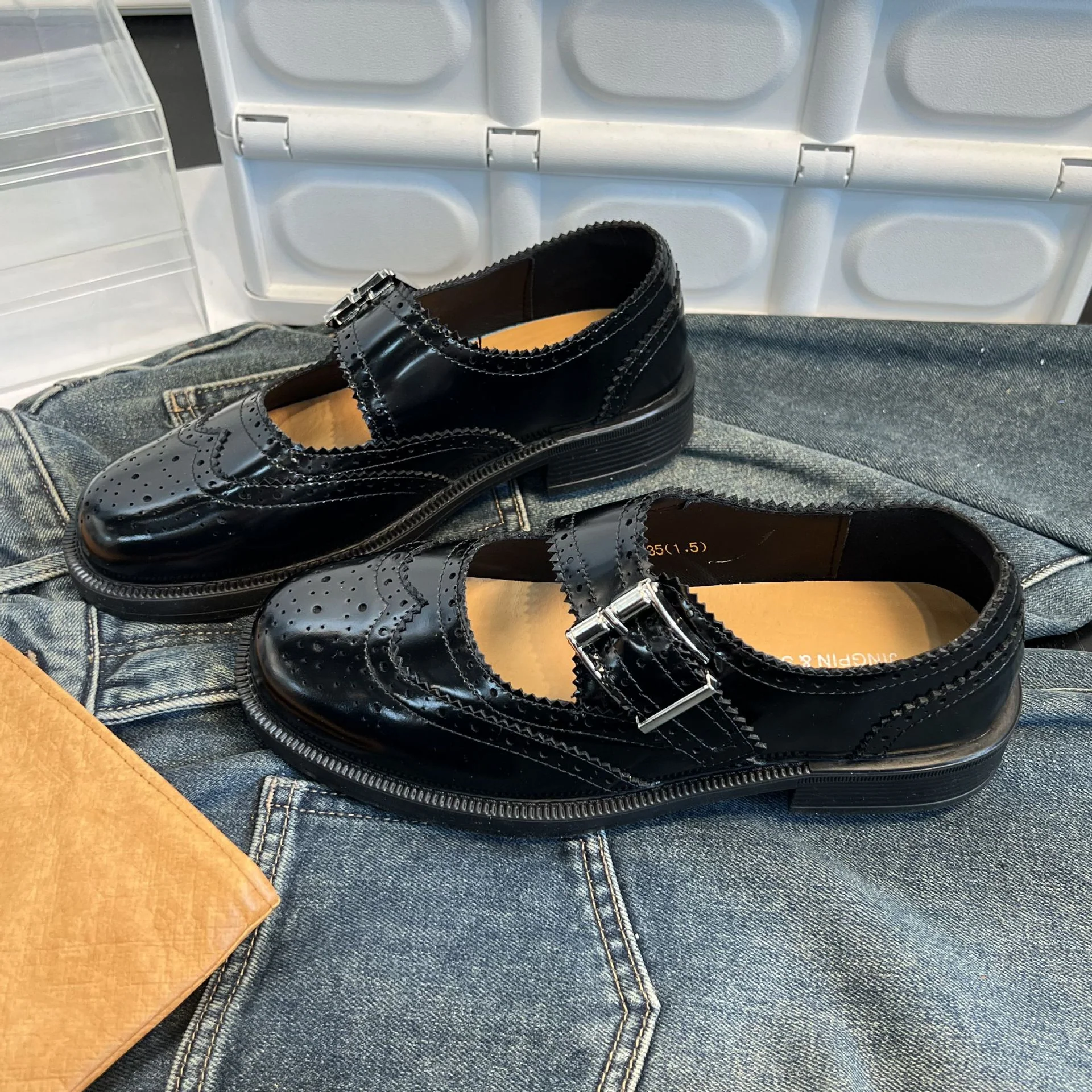 Damen Elegante Ballerinas mit modischem Schnallenverschluss und feiner Perforation Heidi Mode - Image 2