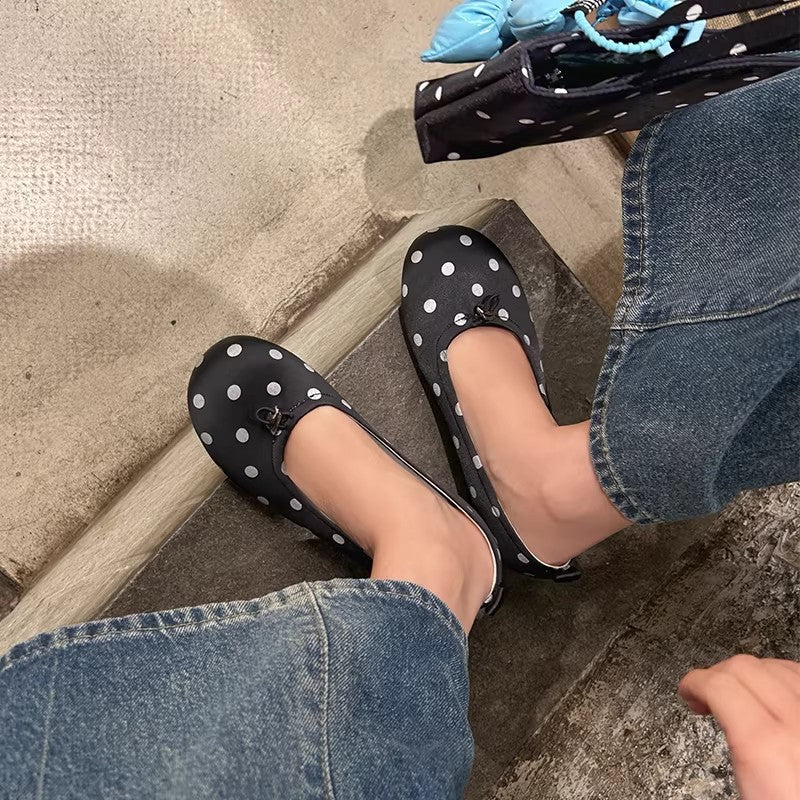 Damen elegante Ballerinas mit verspieltem Punkte-Design und komfortablem Fußbett Heidi Mode - Image 4