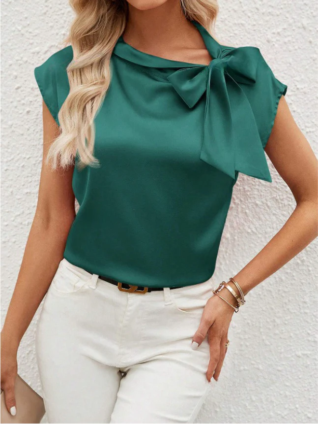 Damen elegante Bluse mit dekorativem Schleifen-Detail und schimmerndem Finish Heidi Mode - Image 11