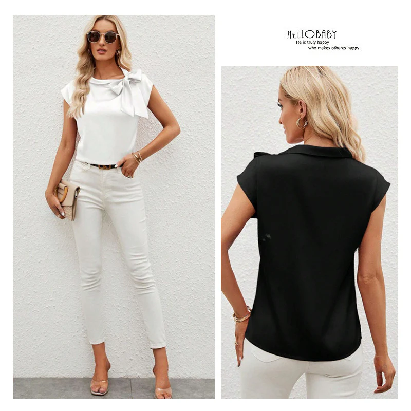 Damen elegante Bluse mit dekorativem Schleifen-Detail und schimmerndem Finish Heidi Mode - Image 2