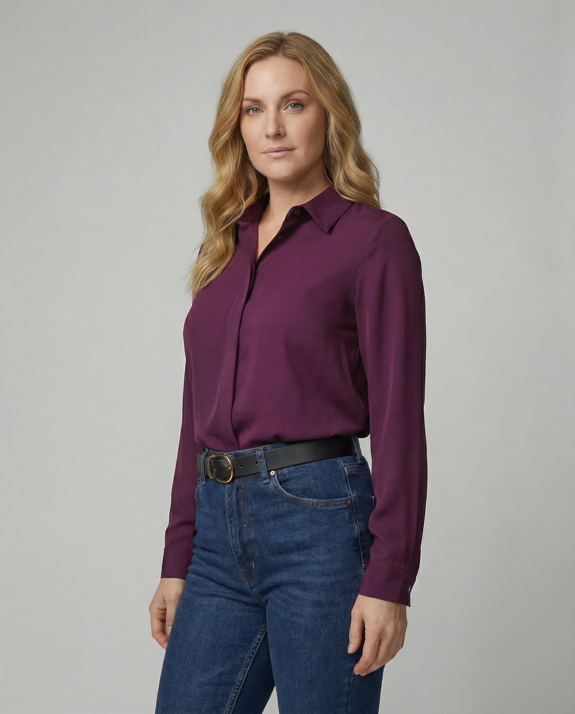 Damen Hemdbluse elegant mit luxuriösem Glanz