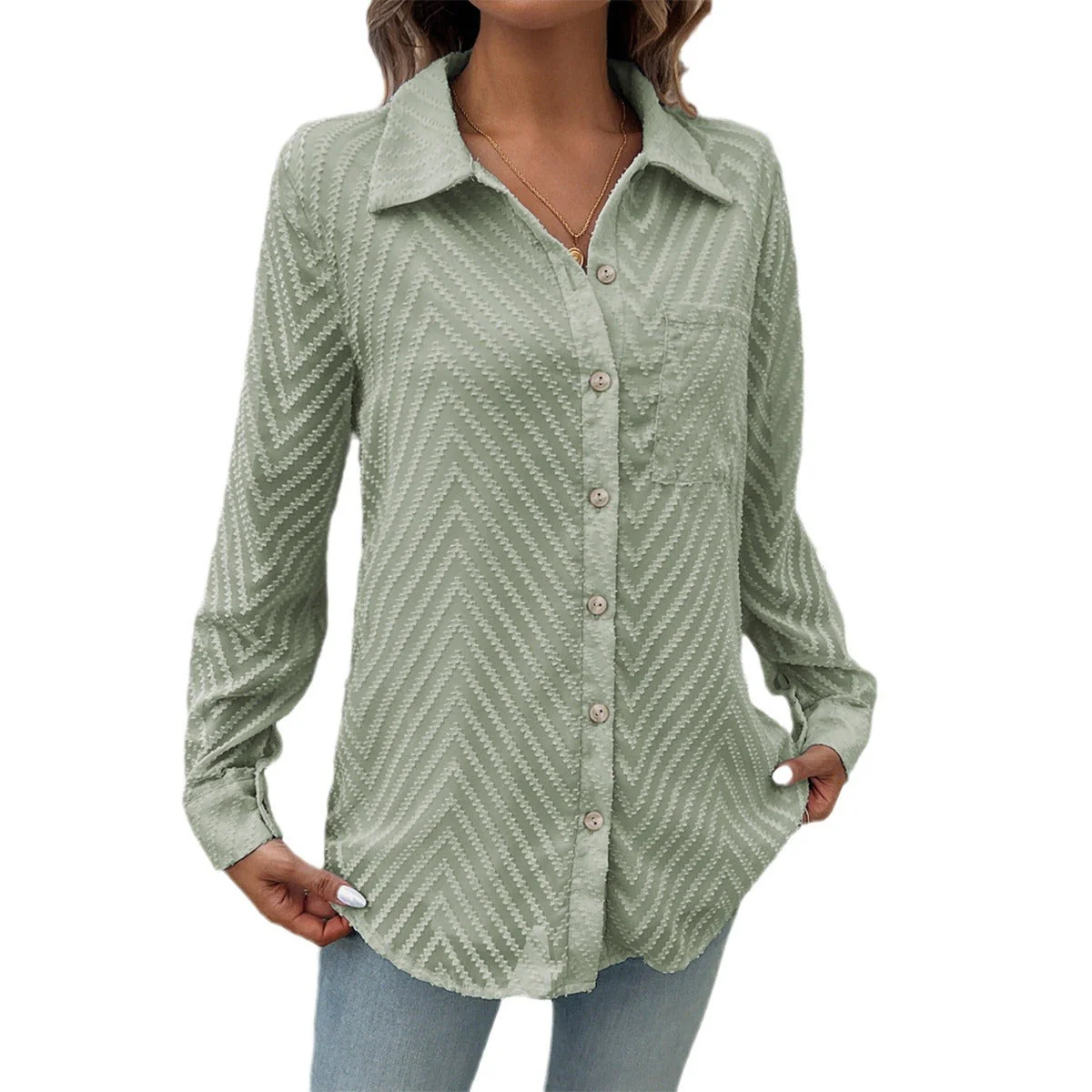 Damen Elegante Bluse mit Transparenten Ärmeln und Knopfverschlüssen Heidi-Mode - Image 5