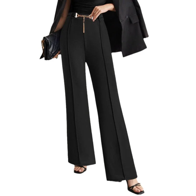 Damen Elegante Boucle-Hosen mit Weit Geschnittenem Bein und Dekorativem Reißverschluss Heidi-Mode - Image 5