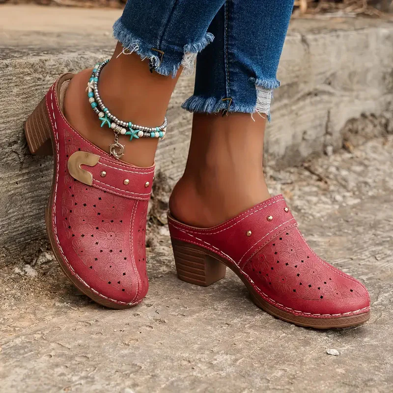 Damen elegante Clogs mit modischem Blumendesign und geschmackvoller Schnalle Heidi Mode - Image 3
