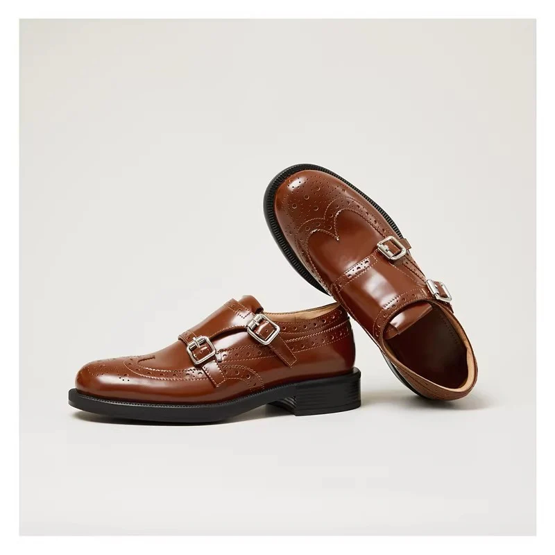 Damen elegante Doppelmonk-Schuhe mit dekorativen Perforierungen und edler Beschläge Heidi Mode - Image 4