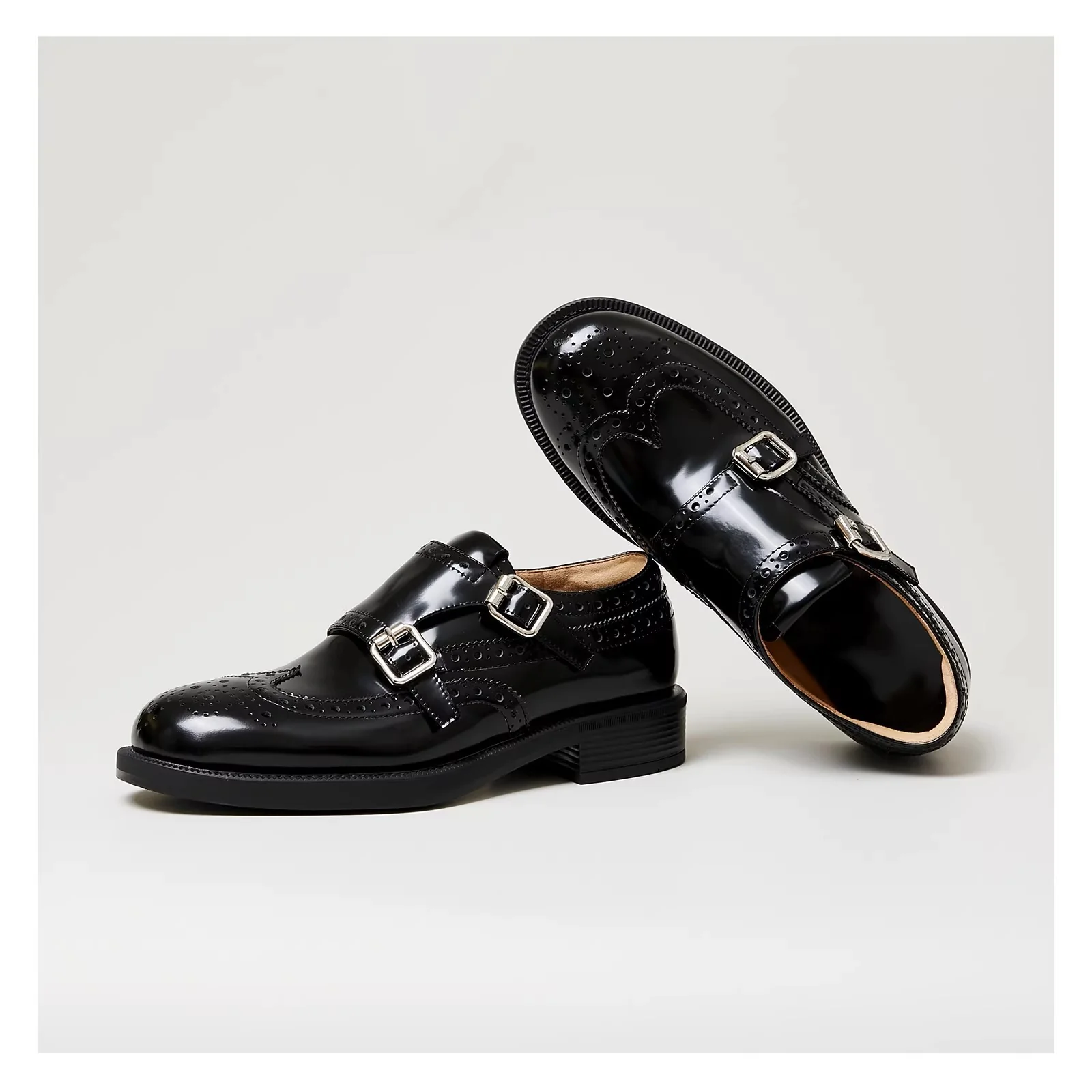 Damen elegante Doppelmonk-Schuhe mit dekorativen Perforierungen und edler Beschläge Heidi Mode - Image 7