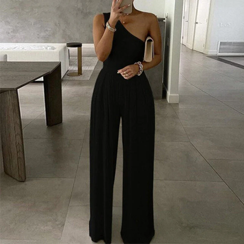 Damen Elegante Ein-Schulter Jumpsuit Heidi-Mode - Image 3