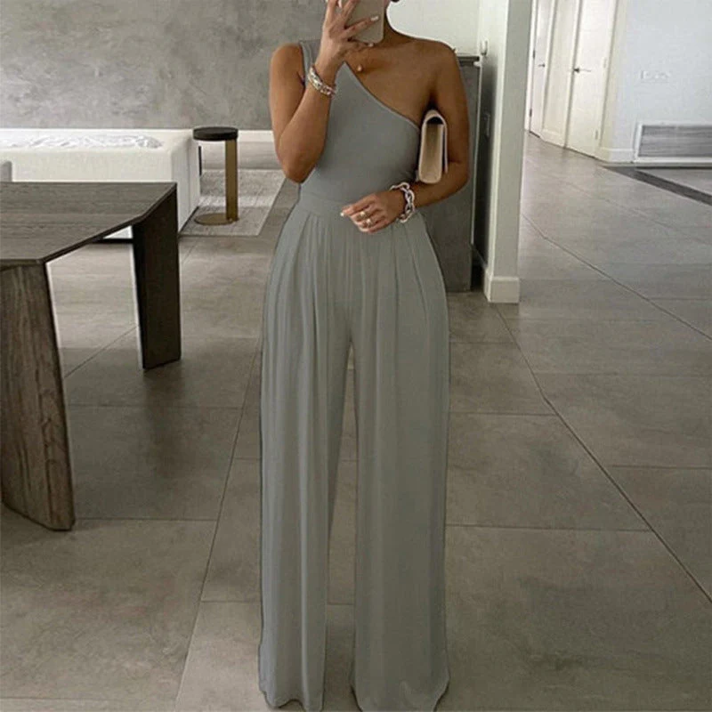 Damen Elegante Ein-Schulter Jumpsuit Heidi-Mode - Image 4