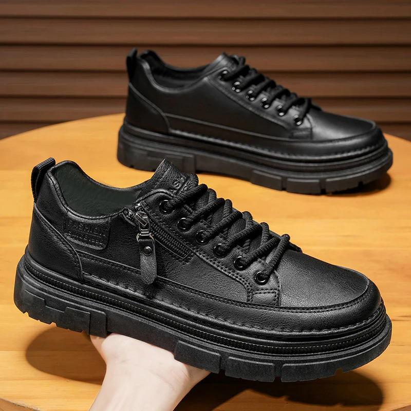 Damen Elegante Freizeit-Ledersneaker mit praktischem Reißverschluss und robustem Sohlenprofil Heidi Mode