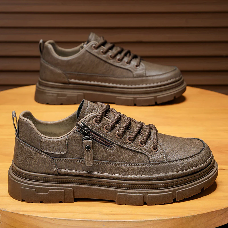 Damen Elegante Freizeit-Ledersneaker mit praktischem Reißverschluss und robustem Sohlenprofil Heidi Mode - Image 4