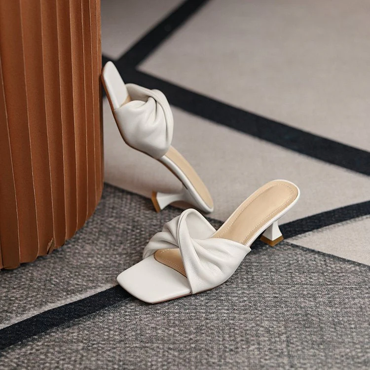 Damen Elegante Knoten-Mules mit Mittelhohem Absatz Heidi-Mode - Image 7