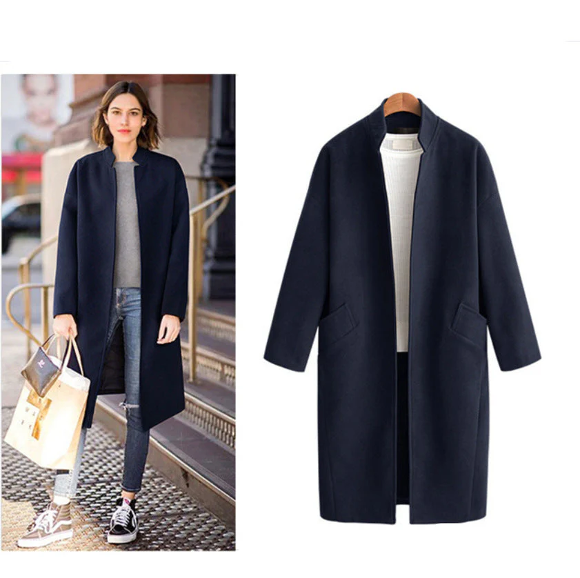 Damen Elegante Langjacke mit Lässigem Kragen und Praktischen Taschen Heidi-Mode - Image 4