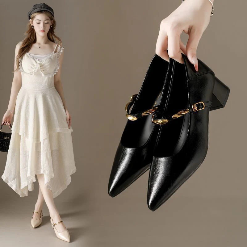 Damen elegante Lederpumps mit Blockabsatz Heidi Mode